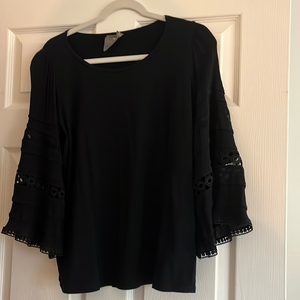 Anthropologie black 3/4 length sleeve top